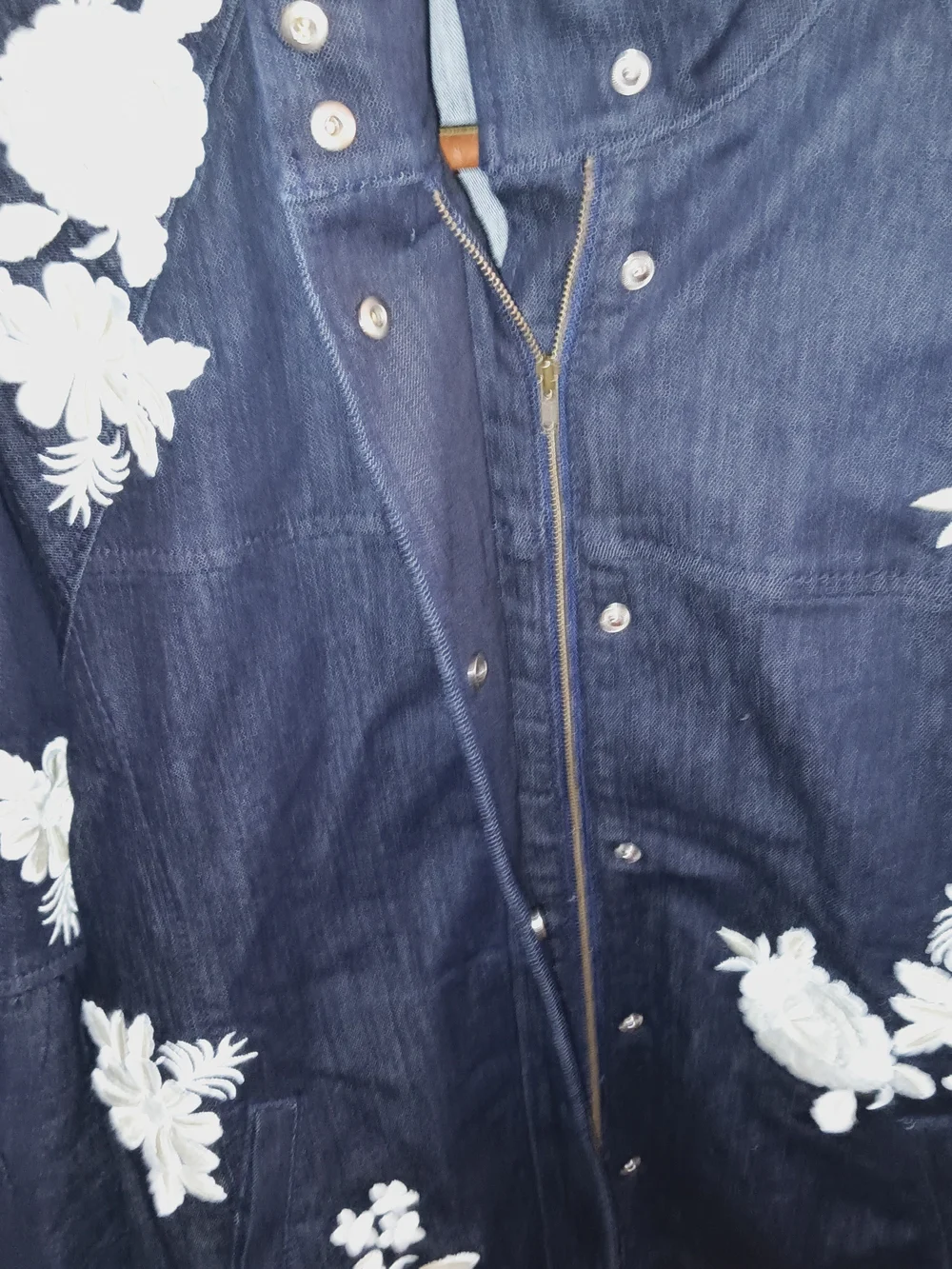 Banana Republic Denim And Embroidery Flower Jacket Sz Large